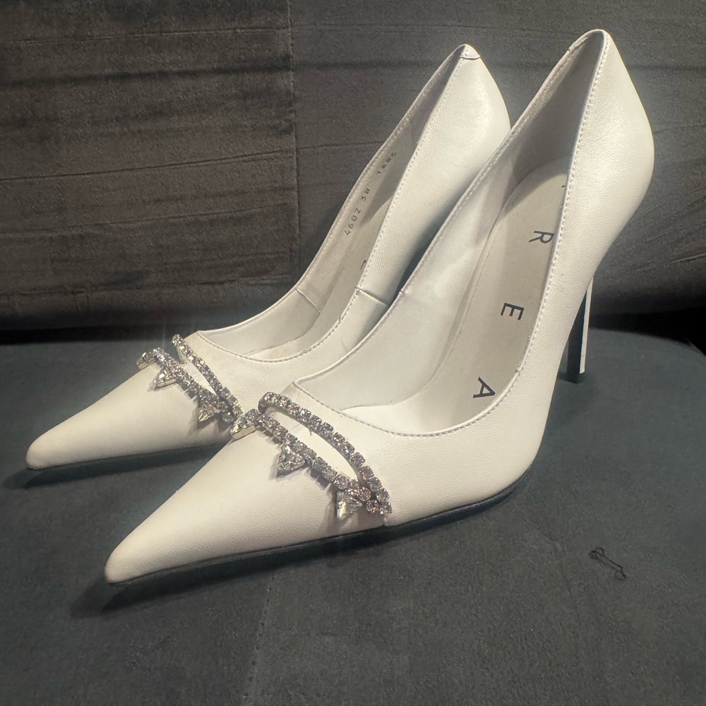 AREA White Embellished Heels